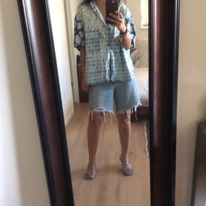 Vintage Boxy Printed Button Down Shirt